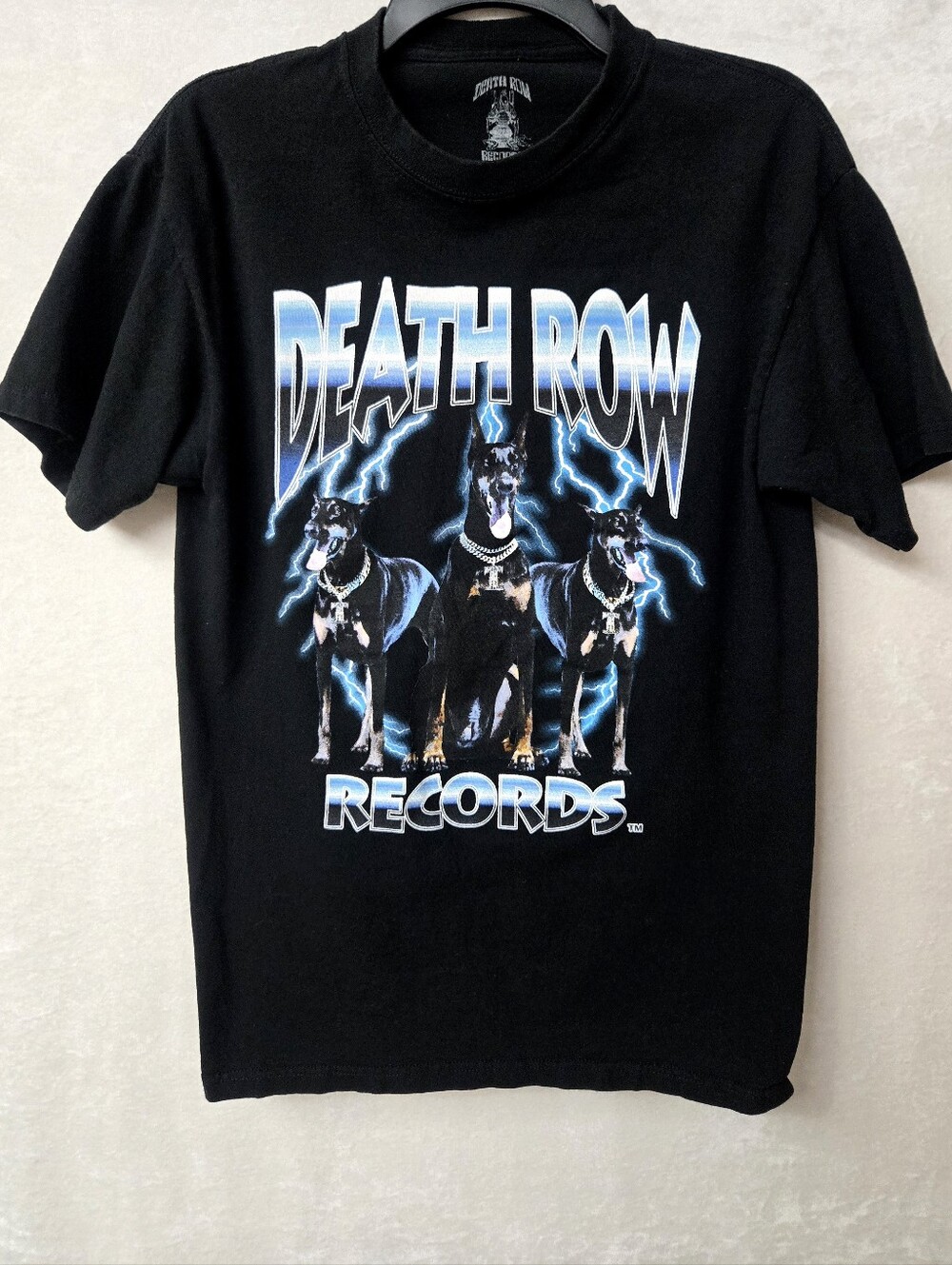 Death Row Records Shirt Doberman Lightning Graphic Tee Medium Y2K Streetwear